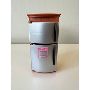 Loving Family Dollhouse Refrigerator Silver Brown Pink Kitchen Fisher Price